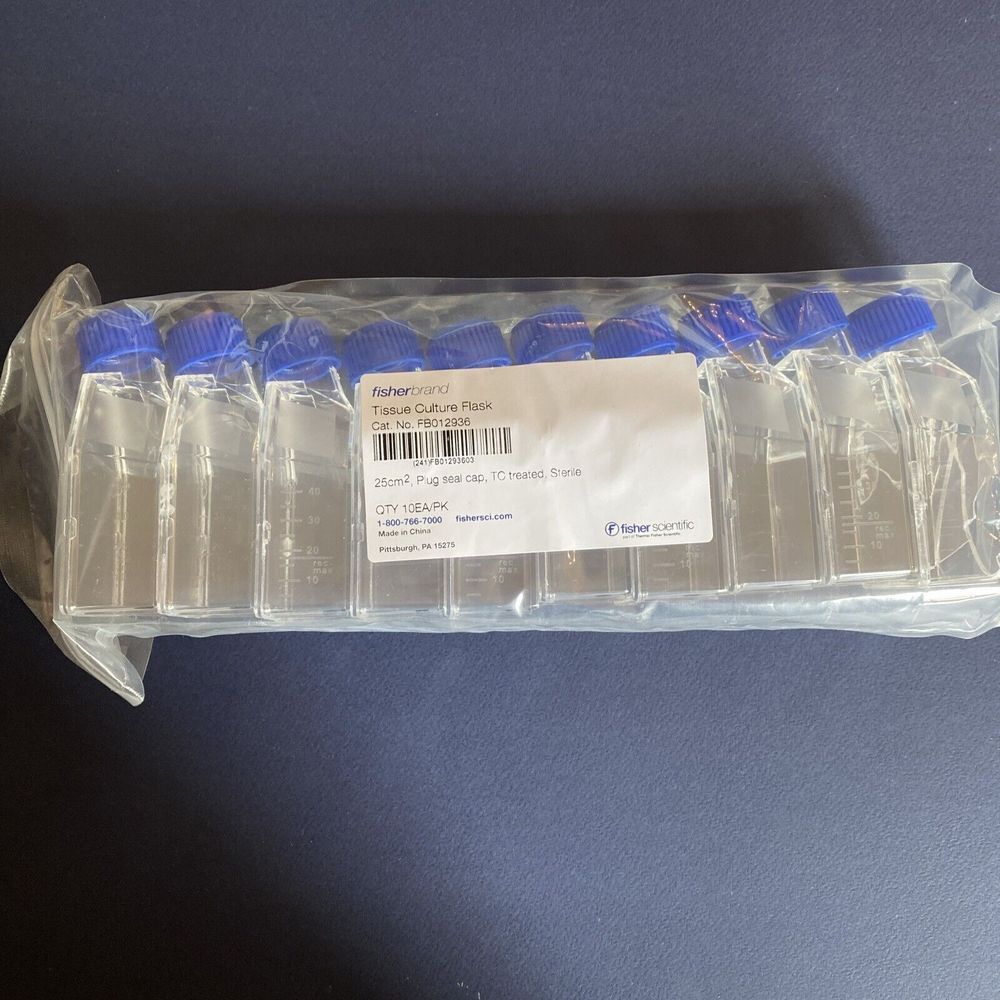 Fisherbrand FB012936 TC Treated Culture Flasks 25cm² with Plug‎ Seal Caps 9/PK